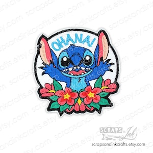 OHANA! STITCH Embroidered Iron-On Patch for Disney/Lilo & Stitch-Themed Crafts, Clothing, Bags, Home Décor- 70256