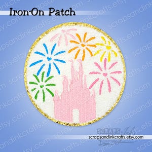CASTLE FIREWORKS Patch bordado/chenile para artesanato, jaquetas, mochilas, chapéus, roupas, bolsas e decoração - 70450
