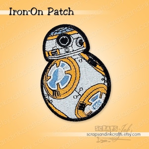 BB-8 DROID Embroidered Iron-On Patch for Crafts, Hats, Gifts, Clothing, Backpacks, Jackets, Bags, Home Décor- 70300