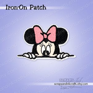 PEEKING MINNIE Embroidered Iron-On Patch for Hats, Backpacks, Bags, Jackets, DiY Crafts & Home Décor- 70276