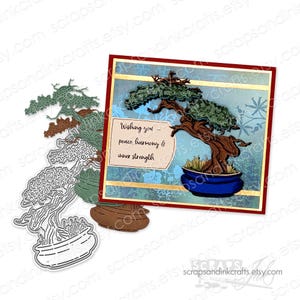 JAPANISCHER BONSAIBAUM Set mit 2 Metall-Stanzformen für Papierbasteln, Scrapbooks, Karten, Geschenke, Tags, Journals, DiY Party & Wohnkultur - 20469