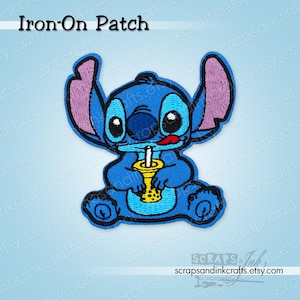 STITCH With BOBA TEA Embroidered Iron-On Patch for Crafts, Hats, Gifts, Clothing, Backpacks, Jackets, Bags, Home Décor- 70413