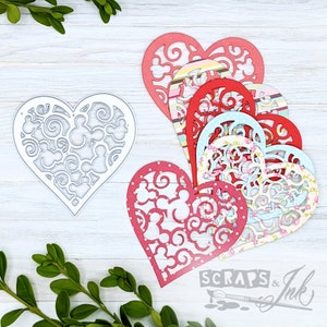 Troquel de corte de metal con forma de corazón de encaje para manualidades de papel, álbumes de recortes, tarjetas, regalos, etiquetas, planificadores, fiestas y decoración del hogar - 21005