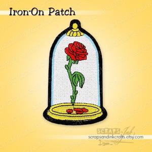 ENCHANTED ROSE Embroidered Iron-On Patch for Crafts, Clothing, Bags, Hats, Home Décor- 70281