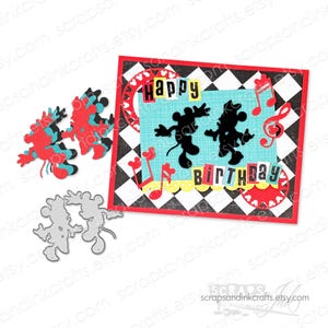Matrice de découpe en métal SOURIS DANSANTES pour travaux manuels en papier, étiquettes, agendas, cartes, cadeaux, décoration de fête et maison à faire soi-même - 21113
