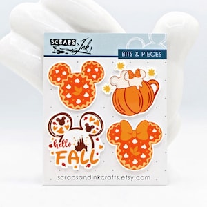 PUMPKIN SPICE Set of 4 Acrylic Embellishments for Disney-Themed Crafts, Scrapbooks, Cards, Hair Accessories, Gifts & Home Décor- 40886