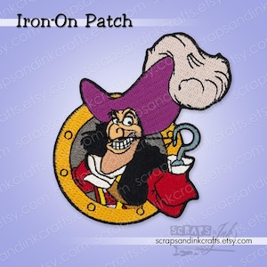 CAPTAIN HOOK van Peter Pan Loungefly Officieel gelicentieerde geborduurde opstrijkpatch voor knutselen, kleding, hoeden, tassen, woondecoratie-70398