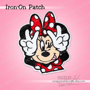 SILLY FACE MINNIE Embroidered Iron-On Patch for Crafts, Hats, Clothing, Backpacks, Jackets, Bags, Gifts, Décor- 70434