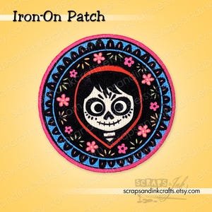 MIGUEL/COCO Dia De Los Muertos (Day of the Dead) Loungefly Licensed Embroidered Iron-On Patch for Crafts, Clothing, Hats, Bags- 70390
