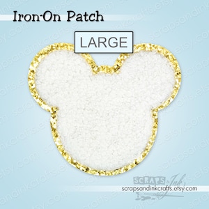 LARGE WHITE MOUSE Embroidered/Chenille Iron-On Patch for Crafts, Clothing, Bags & Home Décor- 70182