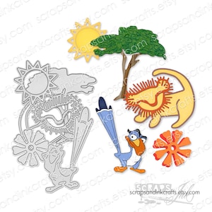 LION KING EXTRAS Conjunto de 5 matrizes de corte de metal para artesanato em papel, álbuns de recortes, cartões, presentes, diários, festa DIY e decoração para casa - 21609