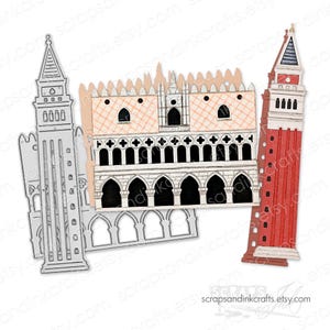 ITALIEN EPCOT PAVILLON Markusplatz 2er Set *Exklusiv! Metall Stanzschablonen für Papierbasteln, Scrapbooks, Karten & Reisetagebücher - 21442
