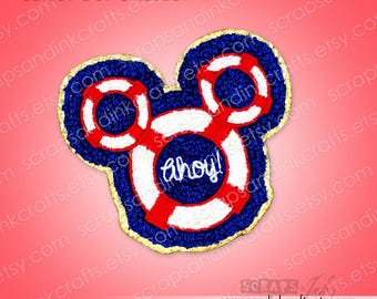 Naszywka do prasowania z haftem „Kompas ratunkowy” z motywem Disney Cruise do rękodzieła, czapek, ubrań, plecaków, kurtek, toreb, prezentów i dekoracji wnętrz – 70269
