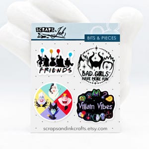 Conjunto de 4 adornos acrílicos VILLAIN VIBES para manualidades, álbumes de recortes, tarjetas, accesorios para el cabello, regalos y decoración del hogar con temática de Disney - 41185