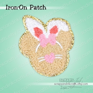 TAN BUNNY Embroidered/Chenille Iron-On Patch for DIY Crafts, Clothing, Bags & Home Décor- 70125