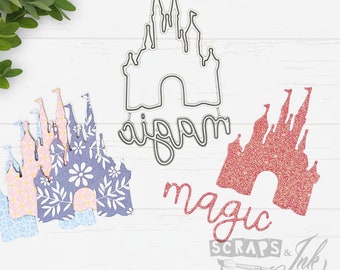 CASTLE MAGIC - Juego de 2 troqueles de corte metálicos para manualidades, álbumes de recortes, tarjetas, etiquetas, regalos, planificadores, manualidades para fiestas y decoración del hogar - 21019