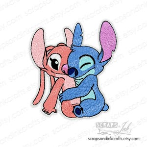 ANGEL/STITCH Embroidered Iron-On Patch for Disney/Lilo & Stitch-Themed Crafts, Clothing, Bags, Home Décor- 70257