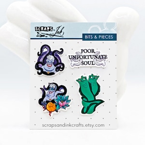 Ensemble de 4 décorations en acrylique SEA WITCH pour travaux manuels sur le thème de Disney, albums de coupures, cartes, accessoires pour cheveux, cadeaux/décoration pour la maison - 40896