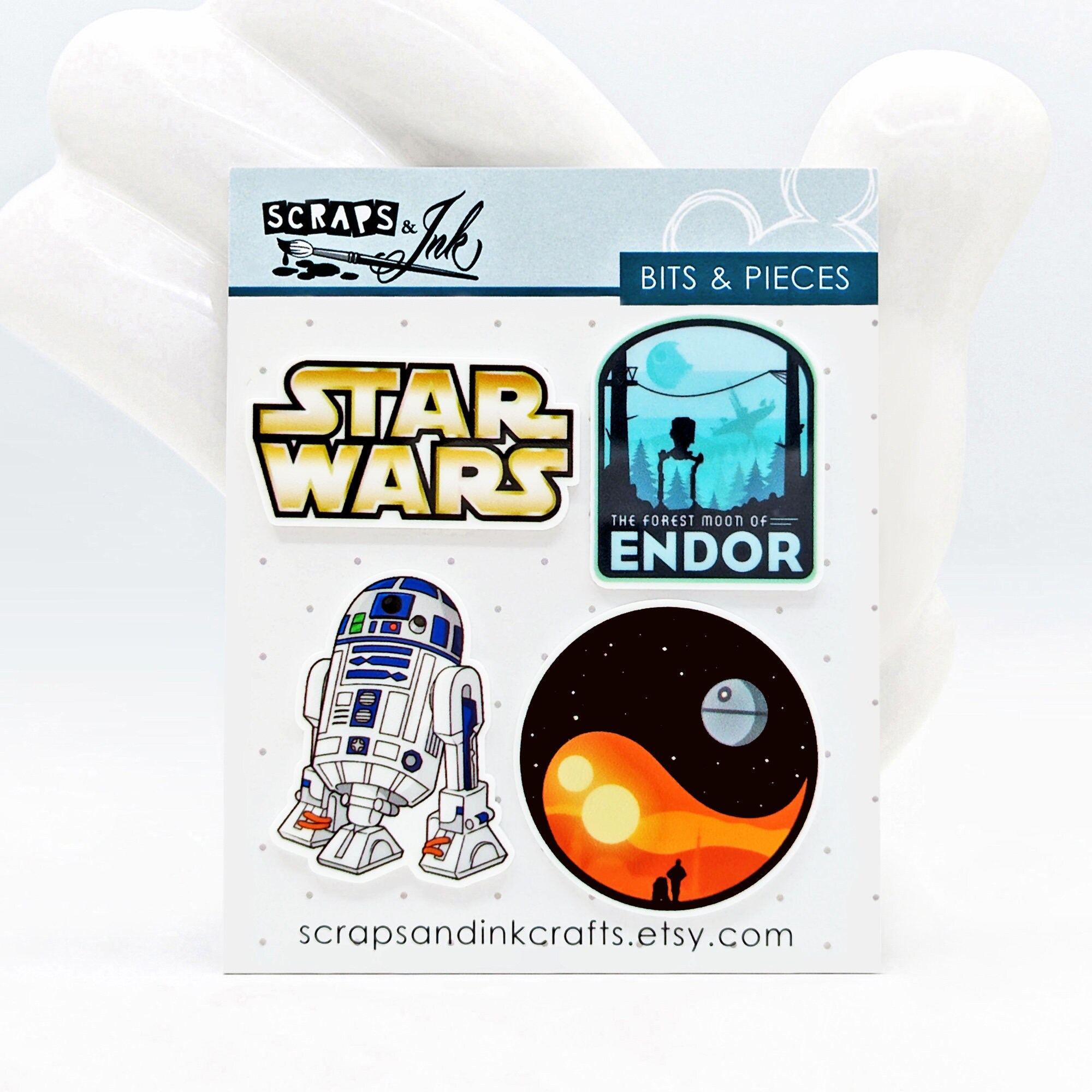 STAR WARS MIX #3 Set of 4 Acrylic Embellishments for Disney-Themed Crafts, Scrapbooks, Cards, Hair Accessories, Gifts/Home Décor- 40943