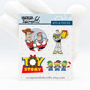 TOY STORY CHRISTMAS Set of 4 Acrylic Embellishments for Disney-Themed Crafts, Scrapbooks, Cards, Hair Accessories, Gifts/Home Décor- 41193