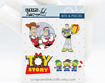 TOY STORY CHRISTMAS Set of 4 Acrylic Embellishments for Disney-Themed Crafts, Scrapbooks, Cards, Hair Accessories, Gifts/Home Décor- 41193