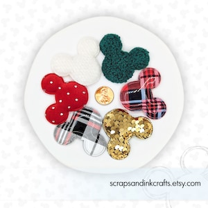 CHRISTMAS PARADE Padded Mouse Applique Set for Crafts, Hair Accessories, Scrapbooks, Cards, Planners, Gifts, Party & Home Décor