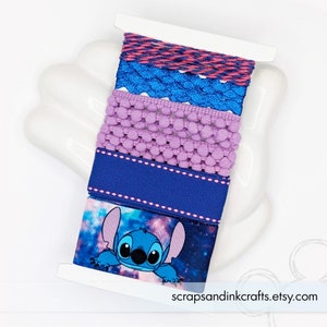 STITCH Set med 5 matchande band och dekorationer för Disney-inspirerade pyssel, accessoarer, fest-/heminredning - 50545