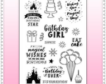 BIRTHDAY GIRL Disney-Inspired Clear Cling Mount Stamp Set for Papercrafts, Gifts, Party & Home Décor- 60103