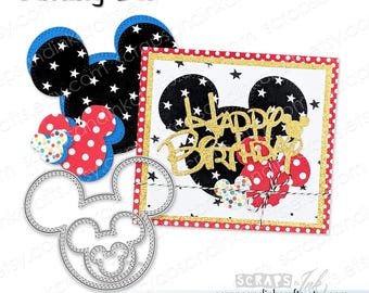 STITCHED MOUSE Set of 3 Metal Cutting Dies for Papercrafts, Scrapbooks, Cards, Gifts, Tags, Planners, DiY Party & Home Décor- 20314