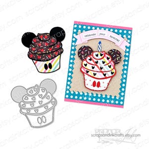 MAUS CUPCAKE Metallstanzform für Papierbasteln, Scrapbooks, Karten, Geschenke, Journals, DiY Party & Home Décor - 21002