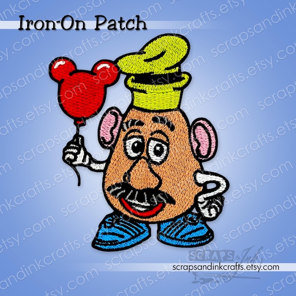 PARK POTATO HEAD (Mr.) *Exclusive! Embroidered Iron-On Patch for Disney/Toy Story-Themed Crafts, Clothing, Bags, Home Décor- 70547