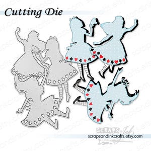 ALICE TRIO Alice im Wunderland Set von 3 Metallstanzformen für Papierbasteln, Scrapbooks, Karten, Tags, Planer, DiY Party & Home Décor - 21607