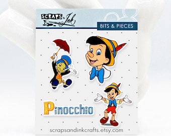 PINOCCHIO #1 Set mit 4 Acryl (Planar Resin) Verzierungen für Disney-Themen Basteln, Karten, Accessoires, Geschenke & Dekor - 41046