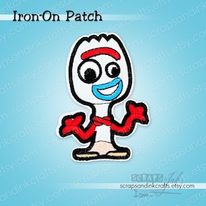 FORKY (från Toy Story) Broderad stryklapp för pyssel, hattar, kläder, ryggsäckar, jackor, väskor, presenter och heminredning - 70262