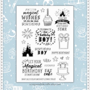 BIRTHDAY BOY Clear Cling Mount Stamp Set for Disney-Inspired Papercrafts, Gifts, Party & Home Décor- 60102