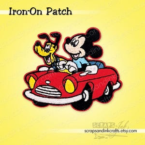 MICKEY & PLUTO ROADTRIP Embroidered Iron-On Patch for Crafts, Hats, Clothing, Backpacks, Jackets, Bags, Gifts, Décor- 70369