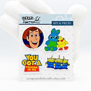 TOY STORY #1 Ensemble de 4 embellissements en acrylique pour l'artisanat sur le thème de Disney, les albums, les cartes, les accessoires pour cheveux, les cadeaux/la décoration de la maison - 40960