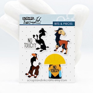 NEIN BERÜHRUNG! Set mit 4 gedruckten Acrylverzierungen für Disney-Themen Basteln, Sammelalben, Karten, Accessoires, Geschenke & Dekor - 41132