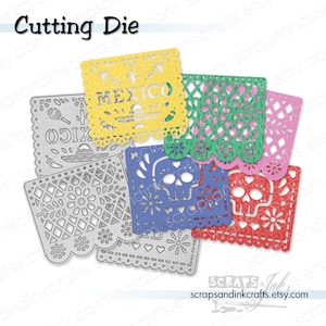 MEXICAN PAPEL PICADO (Perforated Paper Banners) *Exclusive! Set of 3 Metal Cutting Dies for Papercrafts, Cards, Journals, Party Décor- 21071
