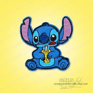 STITCH With BOBA TEA Embroidered Iron-On Patch for Crafts, Hats, Gifts, Clothing, Backpacks, Jackets, Bags, Home Décor- 70413