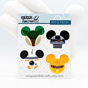 Conjunto de CABEÇAS DE PERSONAGEM/Star Wars #2 Conjunto de 4 enfeites de acrílico para artesanato, álbuns de recortes, cartões, acessórios e decoração com tema Disney - 41021