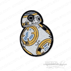 BB-8 DROID Embroidered Iron-On Patch for Crafts, Hats, Gifts, Clothing, Backpacks, Jackets, Bags, Home Décor- 70300