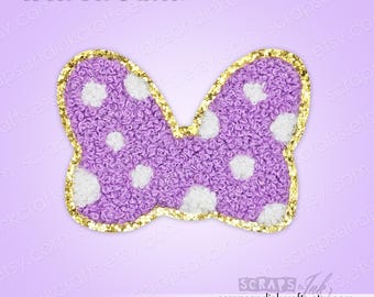 Aufnäher „Lila Schleife“ (gestickt/Chenille) zum Aufbügeln für Bastelarbeiten, Kleidung, Taschen und Heimdekoration – 70144
