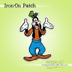 GOOFY #2 (met zijn *klassieke GROENE hoed) geborduurde opstrijkpatch voor knutselen, kleding, tassen en woondecoraties-70314
