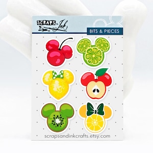 FRUIT SALAD Set mit 6 Gedruckten Acryl (Planar Resin) Verzierungen für Disney-Themen Basteln, Karten, Accessoires / Geschenke - 41066