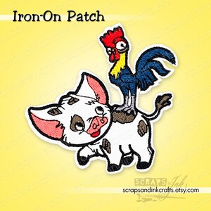 PUA & HEI-HEI  From Moana Embroidered Iron-On Patch for Crafts, Hats, Gifts, Clothing, Backpacks, Jackets, Bags, Décor- 70347
