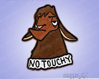 NO TOUCHY (Llama Kuzco from Emperor's New Groove) Embroidered Iron-On Patch for DIY Crafts, Clothing, Bags & Home Décor- 70427