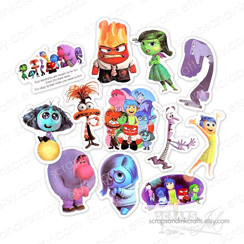INSIDE OUT STICKERS Set #2 Set of 12 Water-resistant Stickers for ...