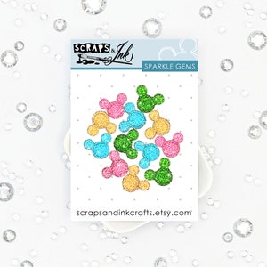 SPARKLE GEMS- Tropical Collection- 12 Faceted, Mouse-Shaped Faux Gems for Disney-Inspired Crafts & Accessories