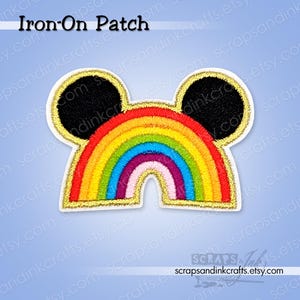 MOUSE RAINBOW Embroidered Iron-On Patch for Crafts, Clothing, Bags & Home Décor- 70159